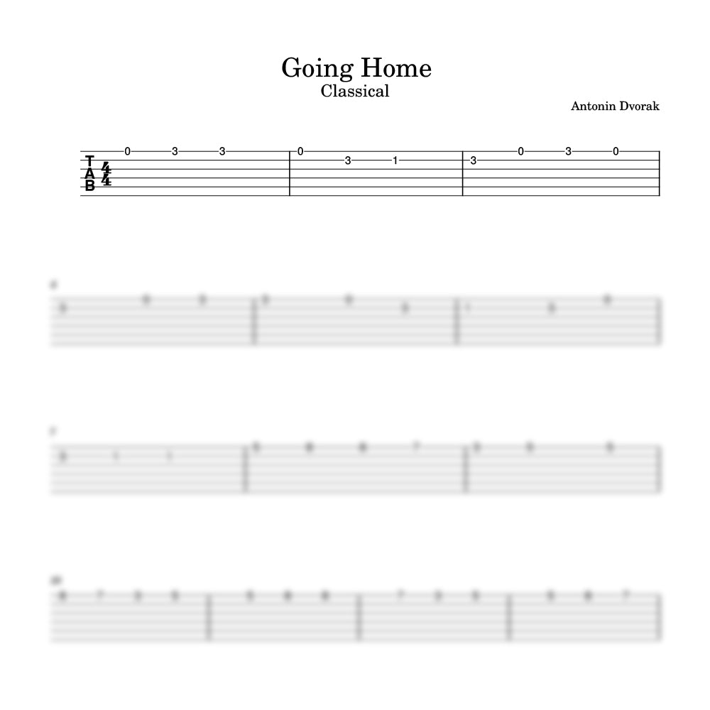Going Home guitar tab preview 