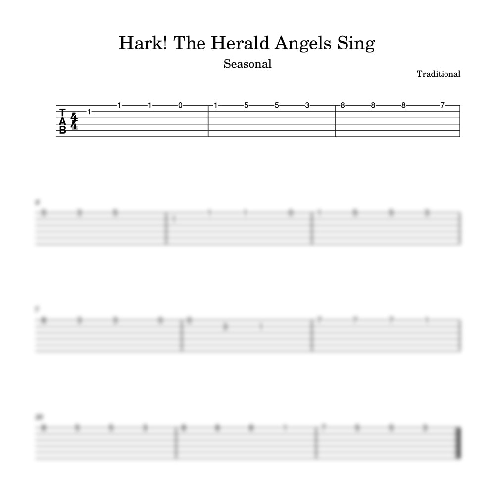 Hark the herald angels sing guitar tab preview 
