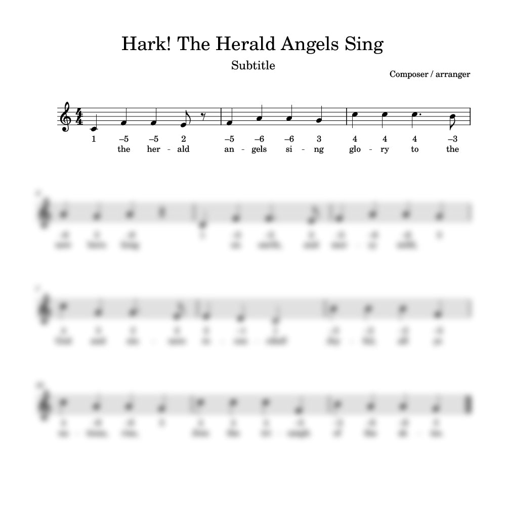 Sheet music for 'Hark! The Herald Angels Sing' with lyrics and musical notation.