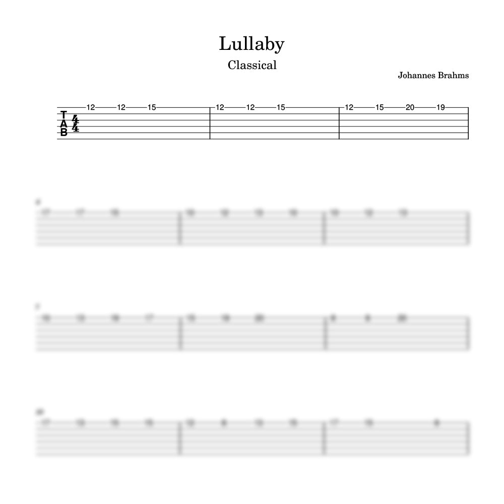 Lullaby guitar tab preview 