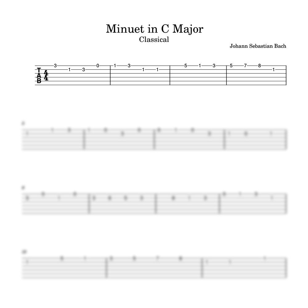 Minuet in C Major guitar preview 
