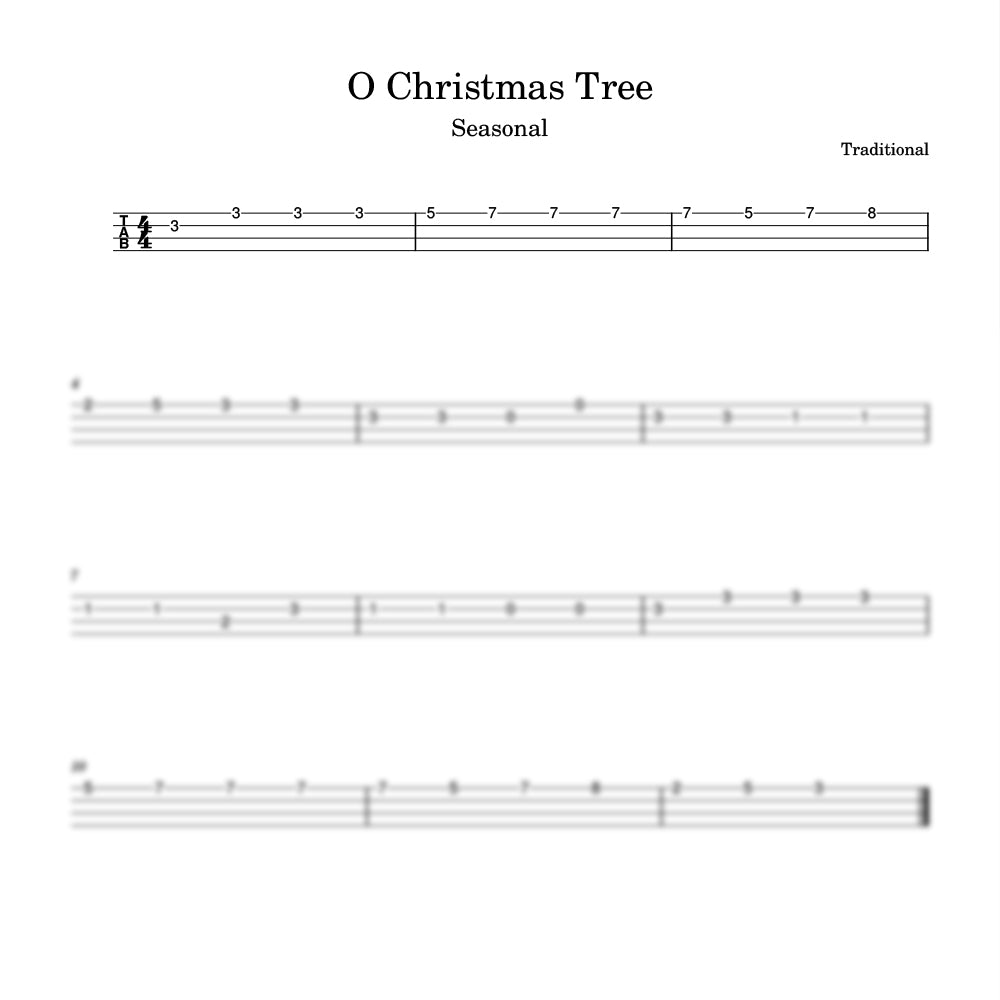 Sheet music for 'O Christmas Tree' with staff notation on a white background