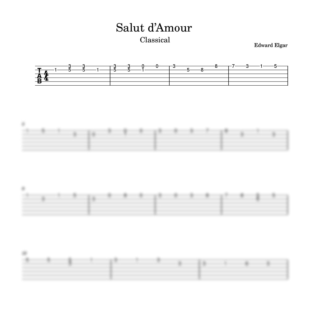 Salut d’Amour guitar tab preview