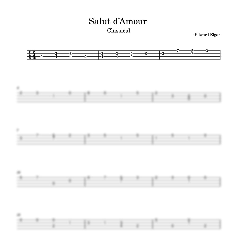 Sheet music for 'Salut d'Amour' by Edward Elgar with musical notation and clef symbols.