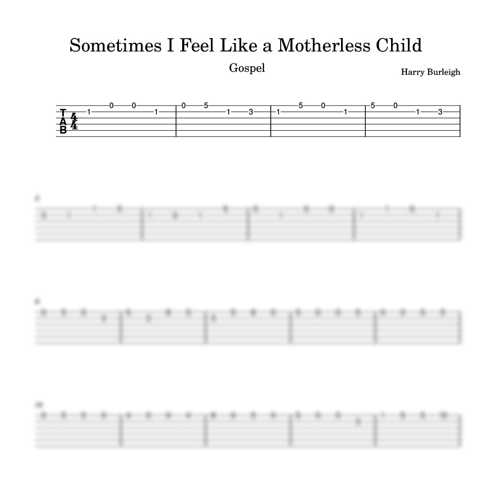 Music sheet for 'Sometimes I Feel Like a Motherless Child' by Harry Burleigh with staff notation.