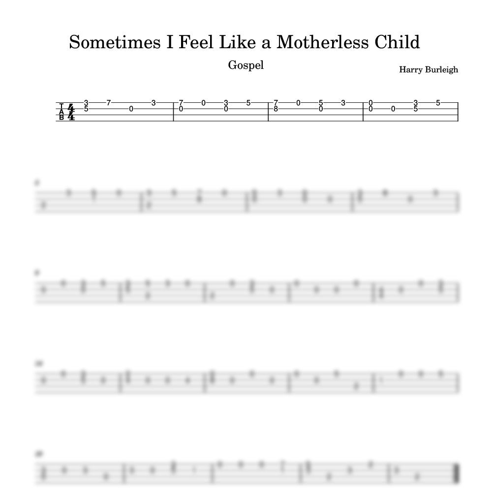 Sheet music for 'Sometimes I Feel Like a Motherless Child' by Harry Burleigh with musical notation.