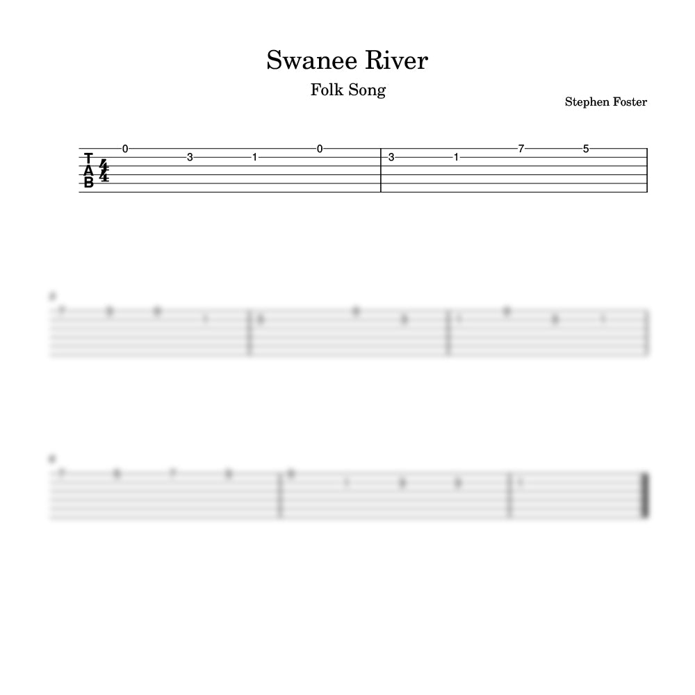 Swanee River guitar tab preview 