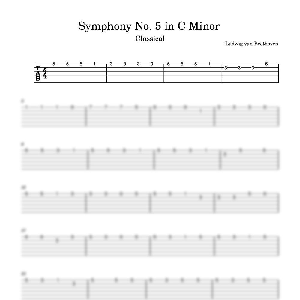 Sheet music for Ludwig van Beethoven's Symphony No. 5 in C Minor on a white background