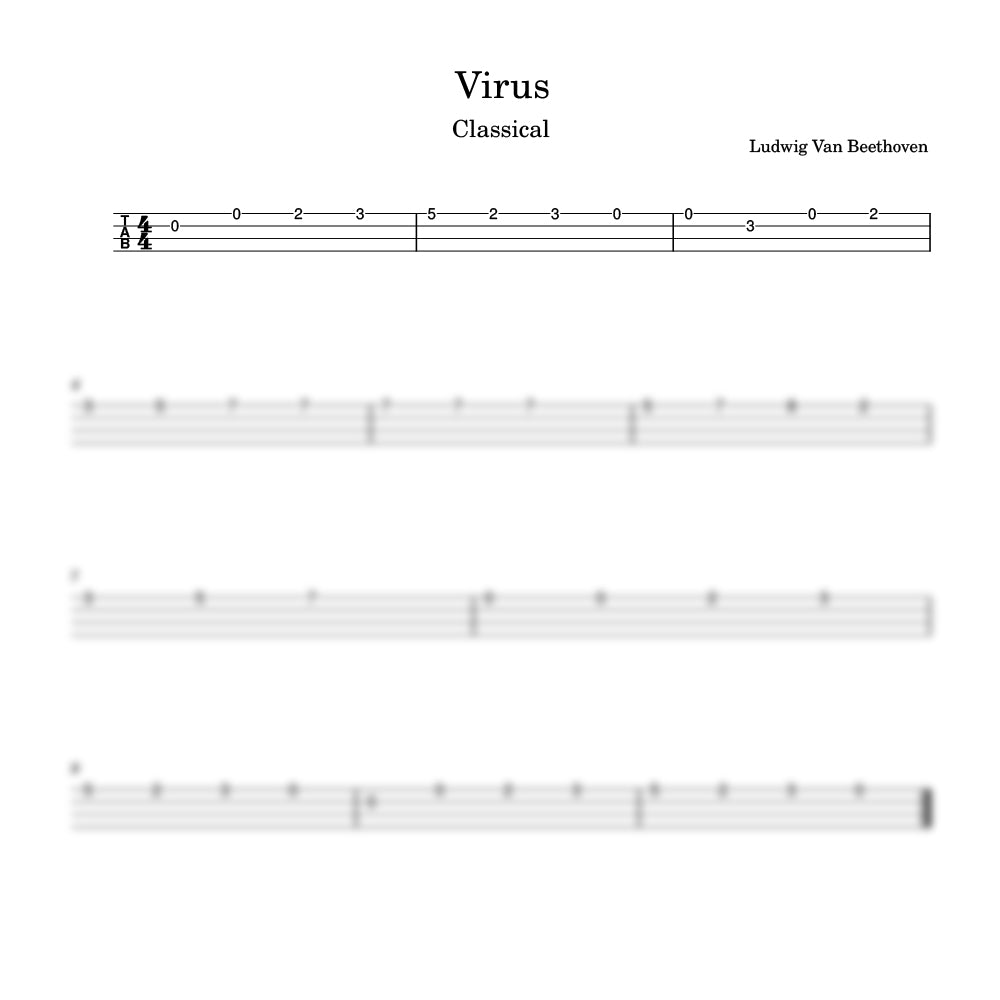 Virus ukulele sheet tab preview 