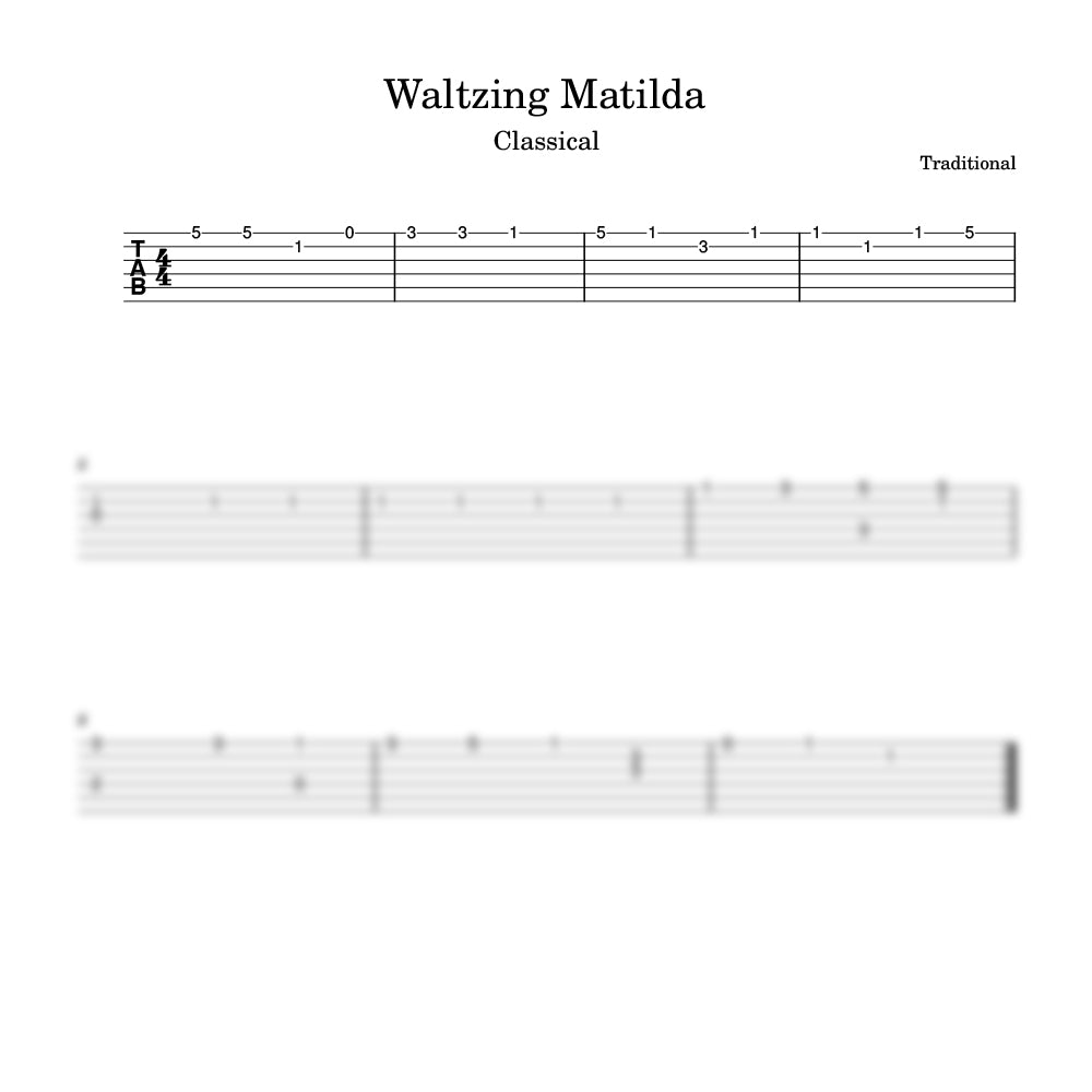Waltzing Matilda guitar tab preview 