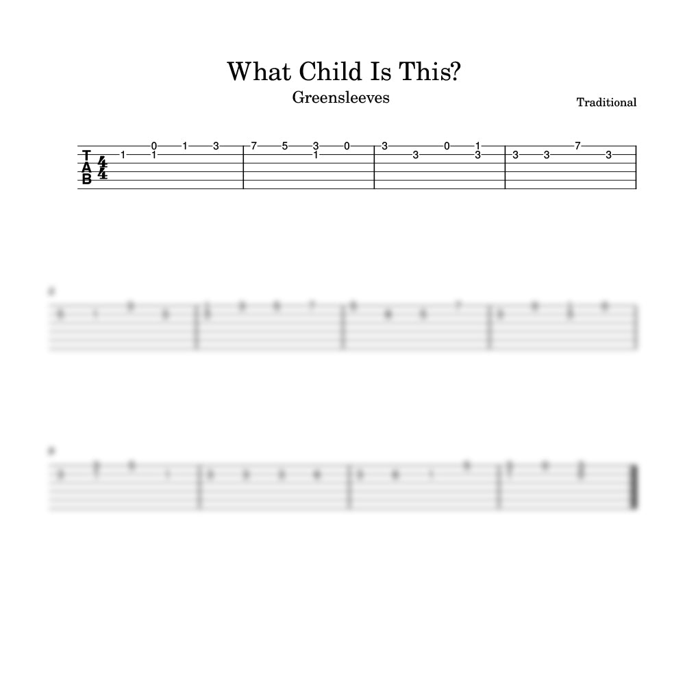 What Child Is This guitar tab preview 