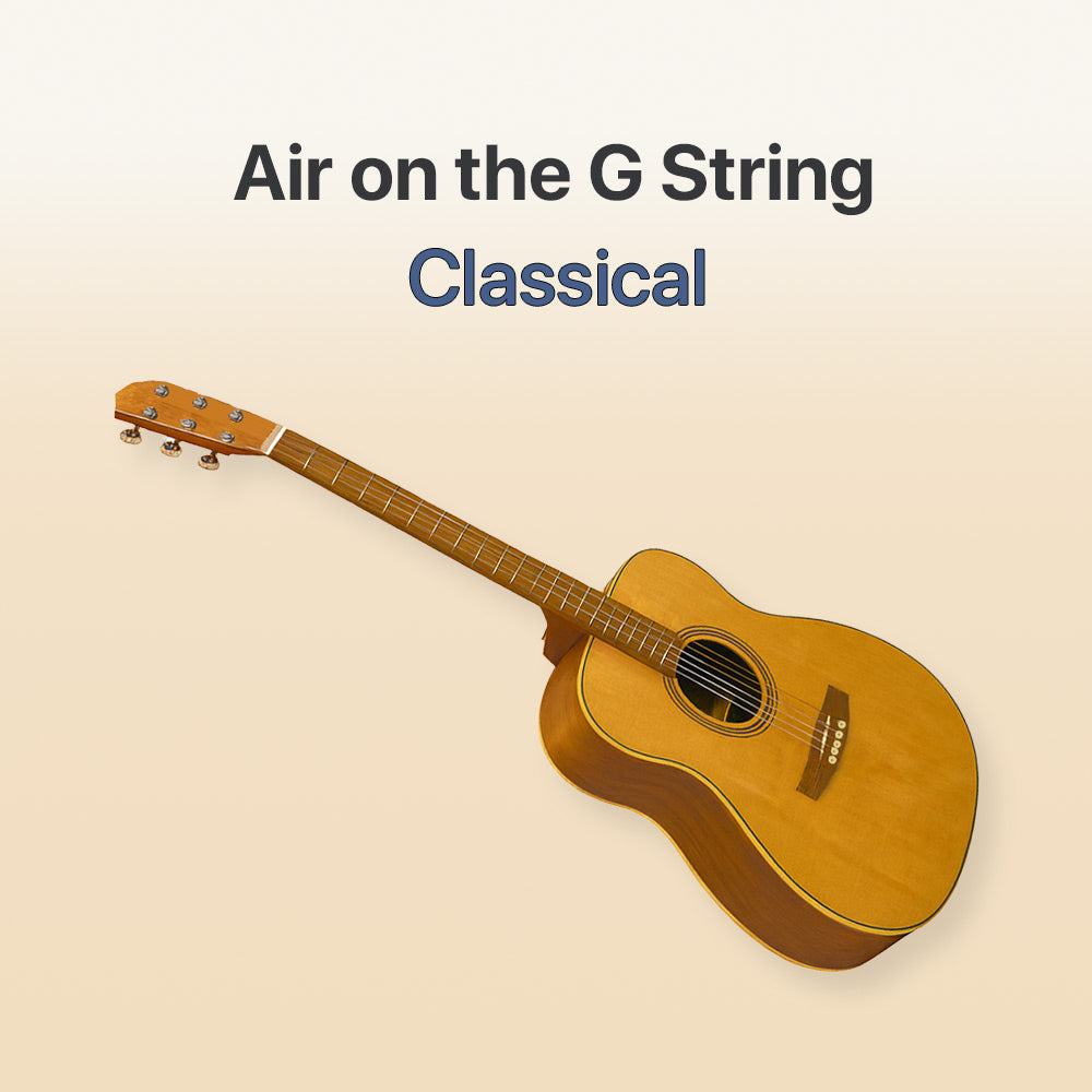 Acoustic guitar on a beige background with text 'Air on the G String Classical'.