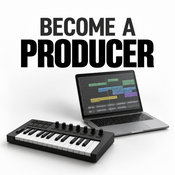 Become a Producer eBook cover — MIDI keyboard and laptop, matching the Become A series