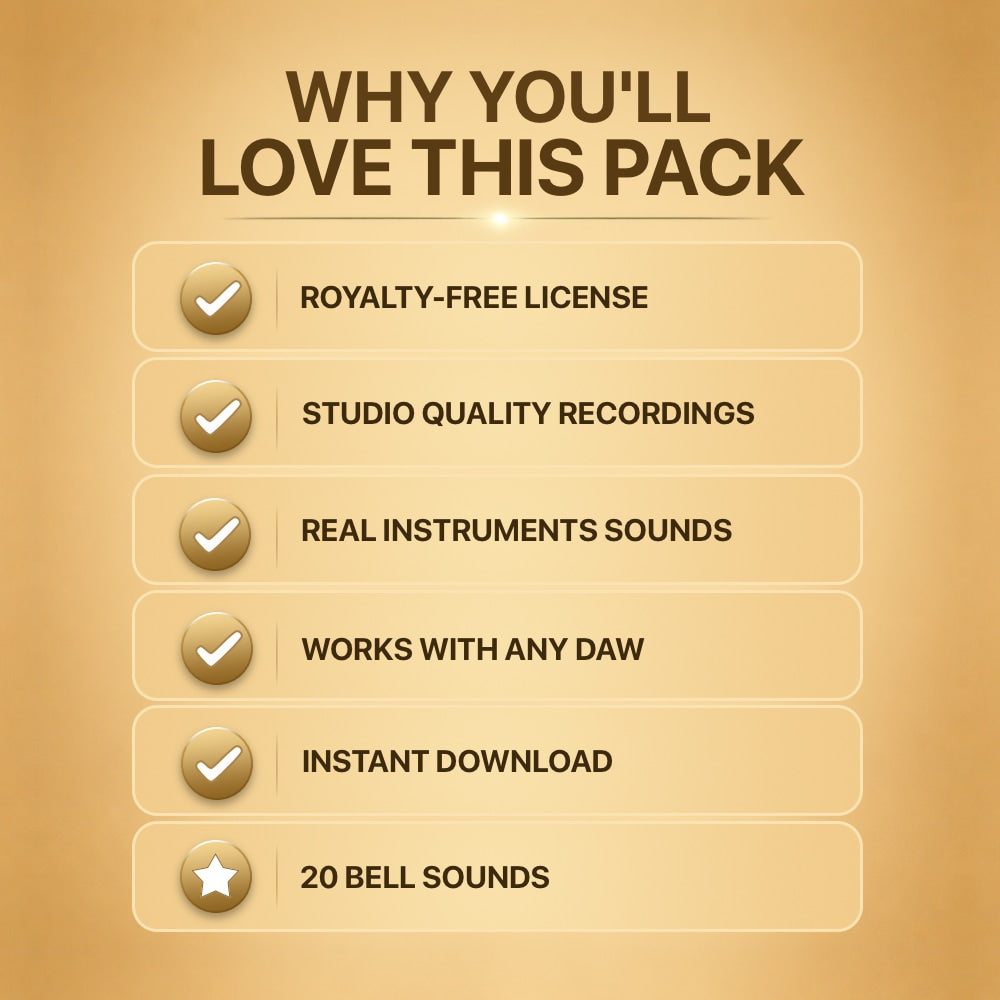 A promotional graphic with a warm beige and gold gradient background. At the top, bold dark brown text reads 'WHY YOU'LL LOVE THIS PACK.