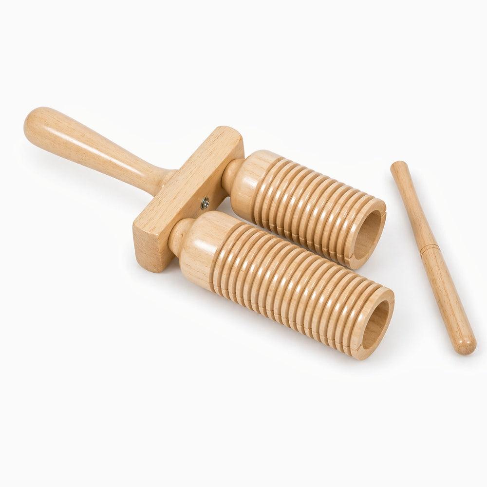 wooden double agogo guiro bells 