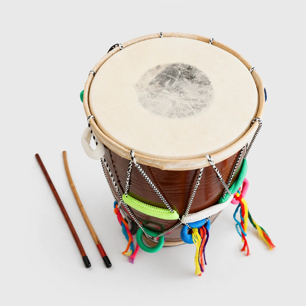 Top view of an Indian Fancy Dhol drum head