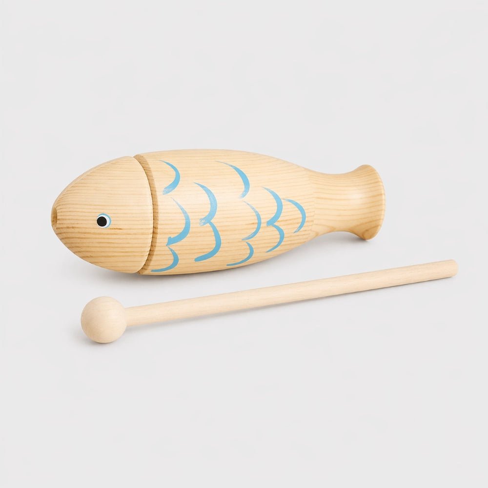 Natural wood fish tone block with beater