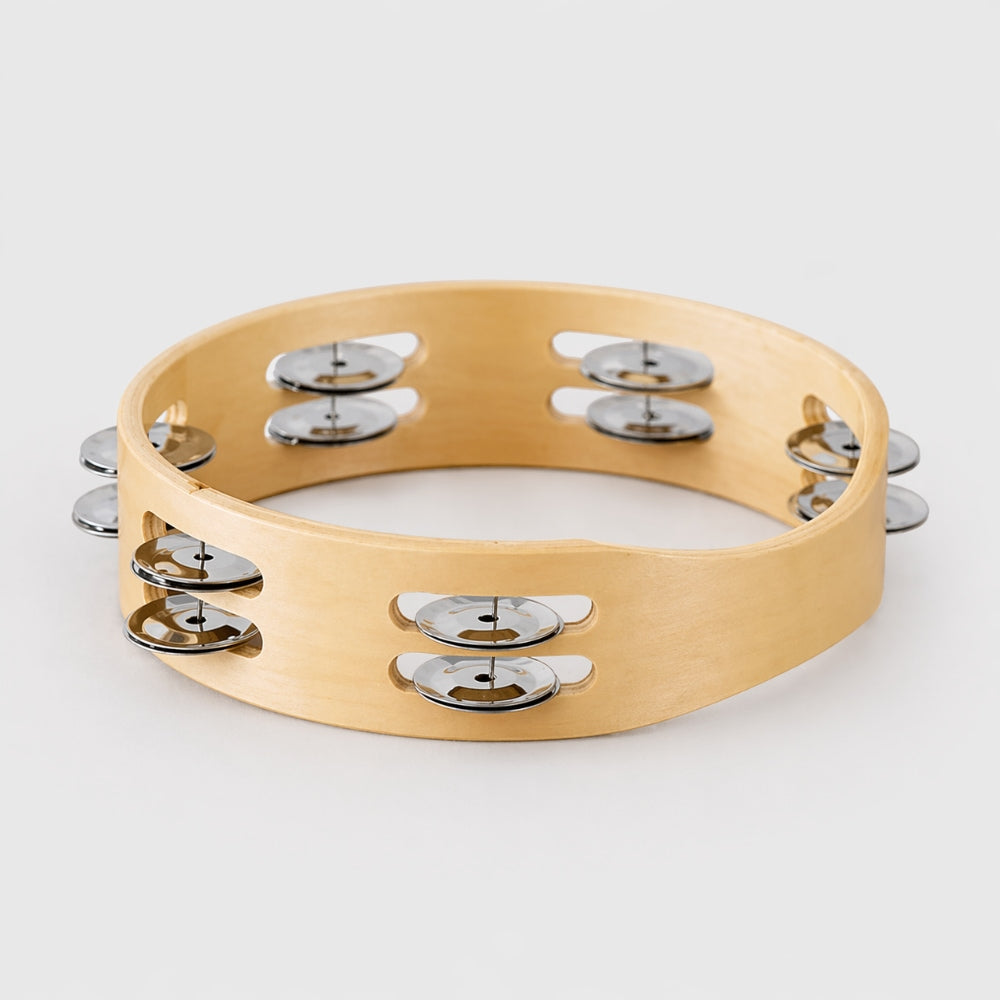 wooden tambourine with double bells