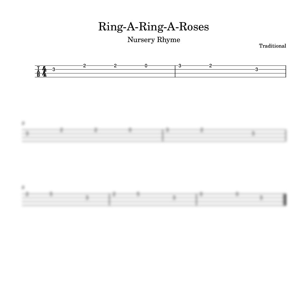 Sheet music for the nursery rhyme 'Ring-A-Ring-A-Roses' with musical notation.