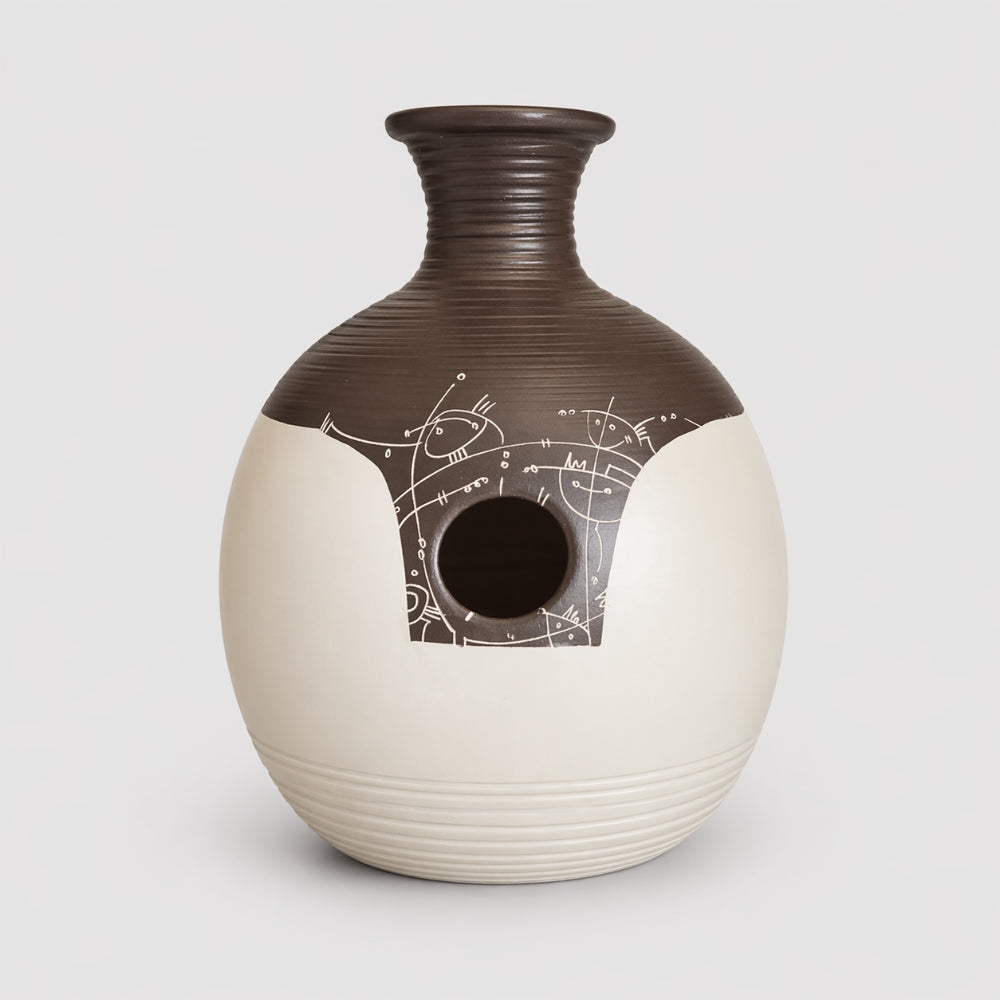 ceramic udu drum on white background 
