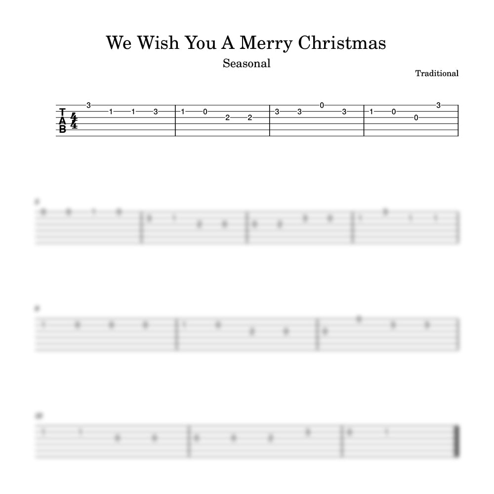 We Wish You A Merry Christmas guitar tab preview 